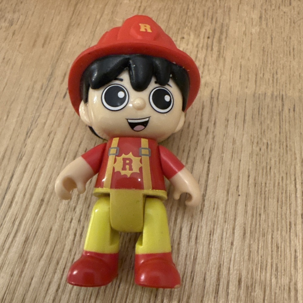 Ryan's World 2.75"  Firefighter Action Figure 2019 Red Yellow Gray Shoes